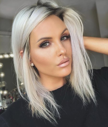 Каре блонд с темными корнями