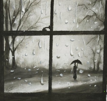 Окно с дождем