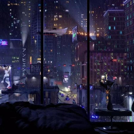 Город в стиле киберпанк