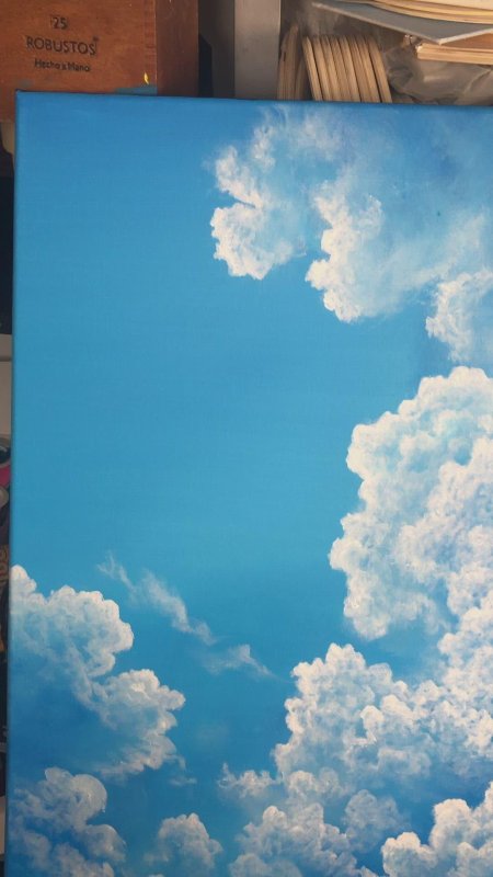 Облака акрилом на холсте