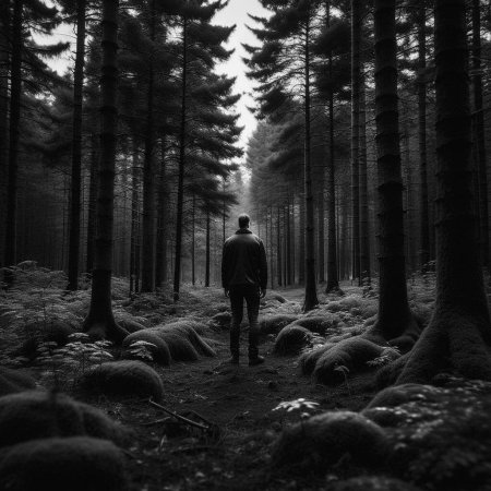 Человек один в лесу