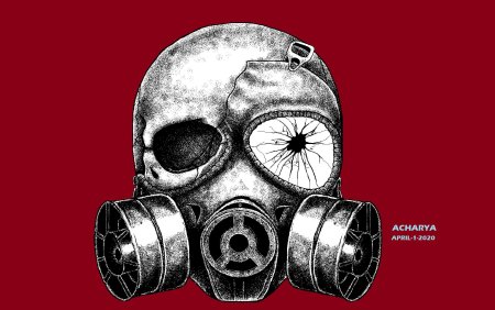 Противогаз на черном фоне