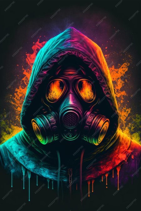 Человек в противогазе арт