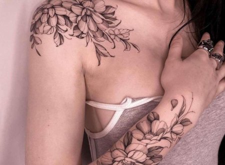 Тату на плече девушка