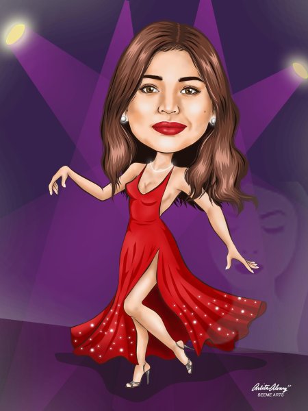 Шарж девушка в платье