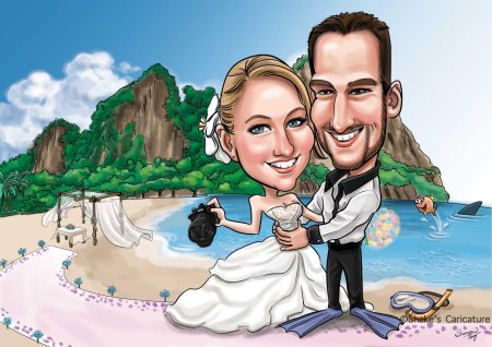 Шарж жених и невеста