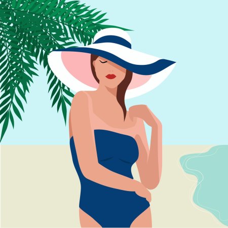 Девушка в шляпе на пляже