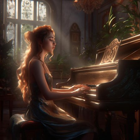 Девушка играет на пианино