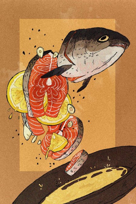 Лосось рисунок