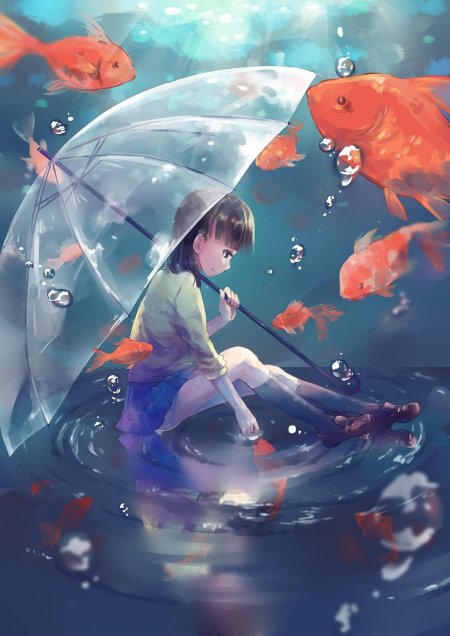 Картина золотые рыбки анимэ