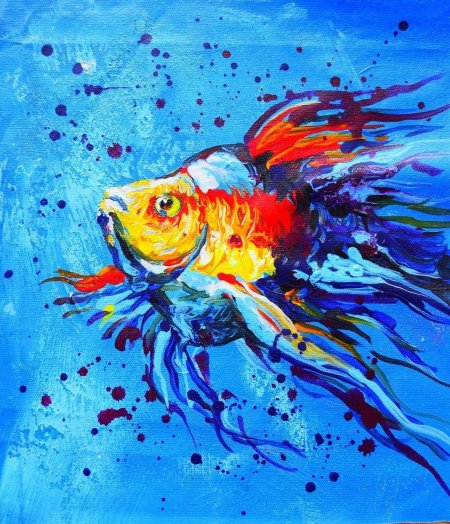 Золотая рыбка мастихином