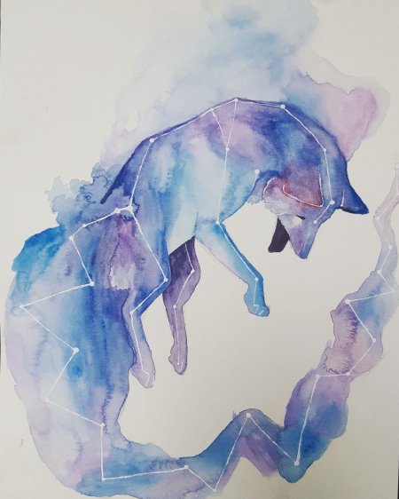 Животные акварелью космические