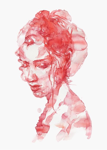 Абстрактный портрет акварелью