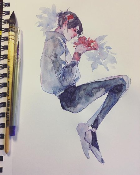 Аниме акварелью