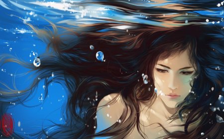 Девушка с длинными волосами арт