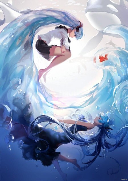Аниме девушка под водой