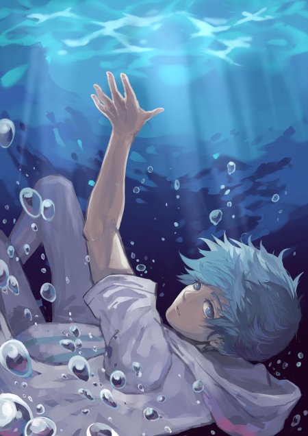 Аниме парень в воде