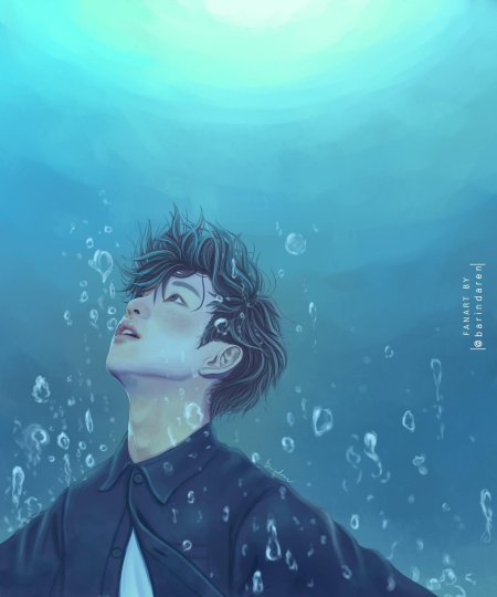 Парень в воде арт