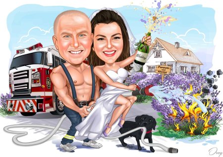 Свадебный шарж жениха и невесты