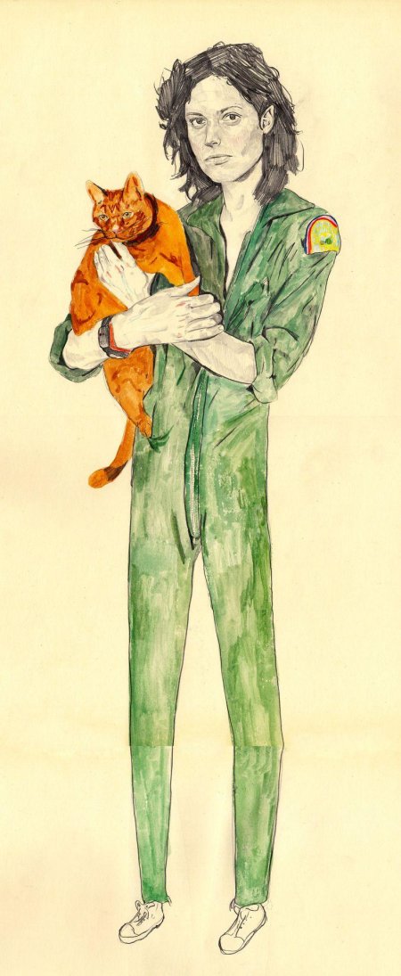 Эллен рипли с котом арт