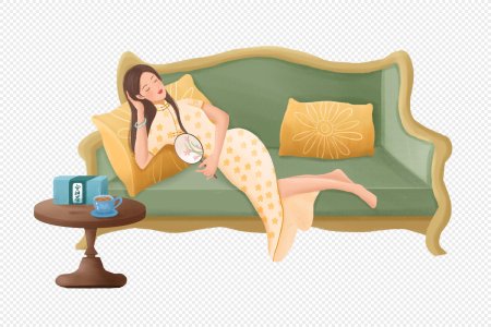 Девушка лежит на диване