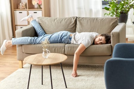 Lying on sofa
