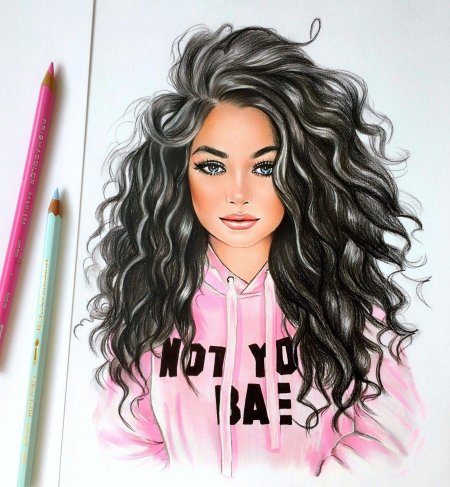 Кудрявая девушка рисунок