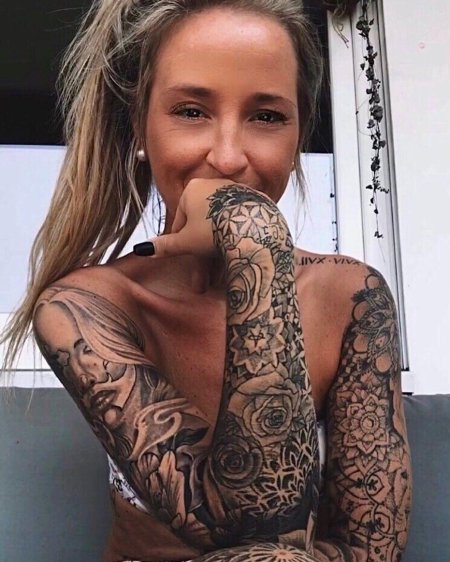 Рукав тату девушка