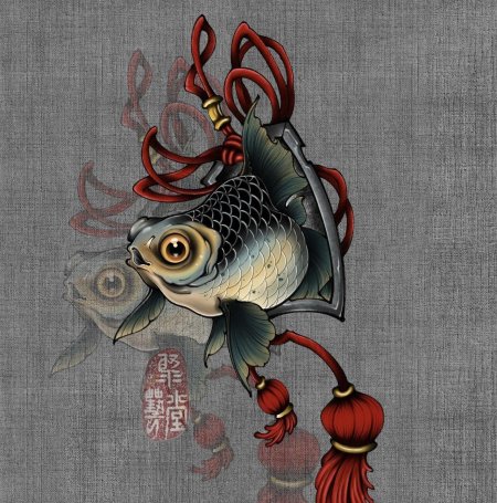 Рыба тату эскиз