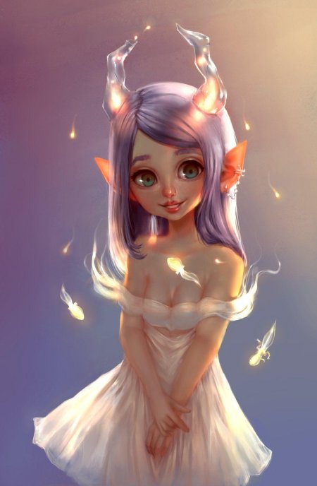 Девушка с рожками