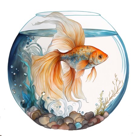 Золотая рыбка в круглом аквариуме