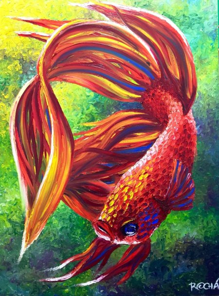 Золотая рыбка картина маслом