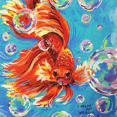 Золотая рыбка акрилом