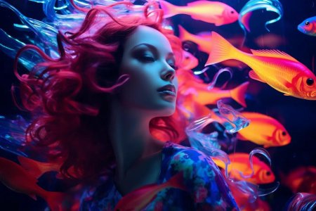 Девушки с рыбками в арте