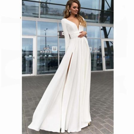 Длинное белое платье