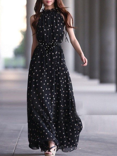 Длинное шифоновое платье