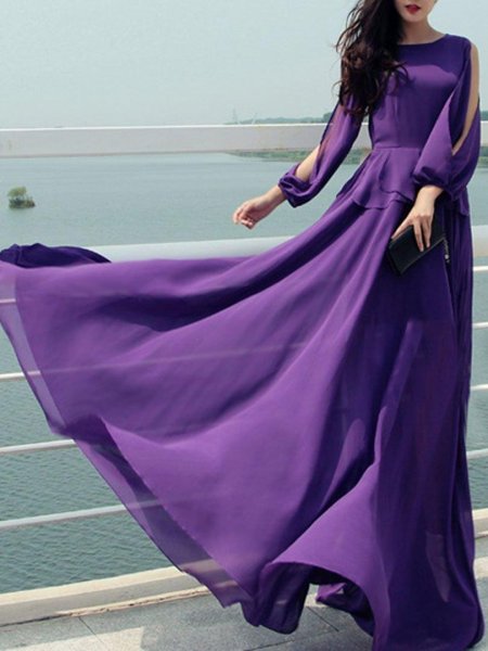 Шифоновое длинное платье