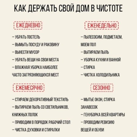 План уборки дома