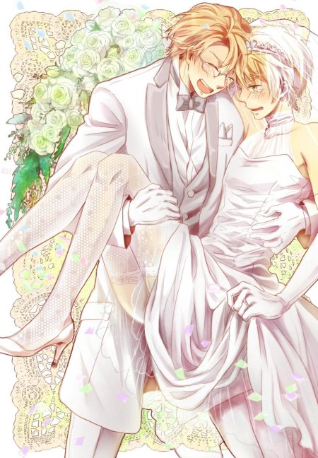 Аниме парень в свадебном платье