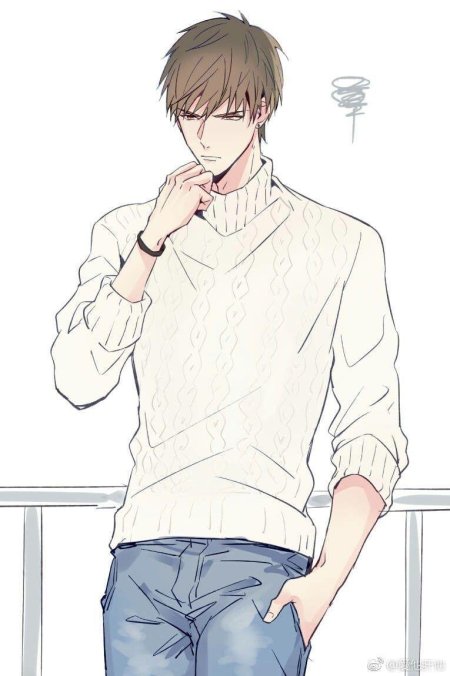 Аниме парень в свитере