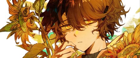 Парень в подсолнухах арт