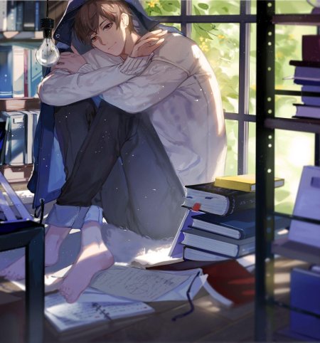 Аниме парень у окна