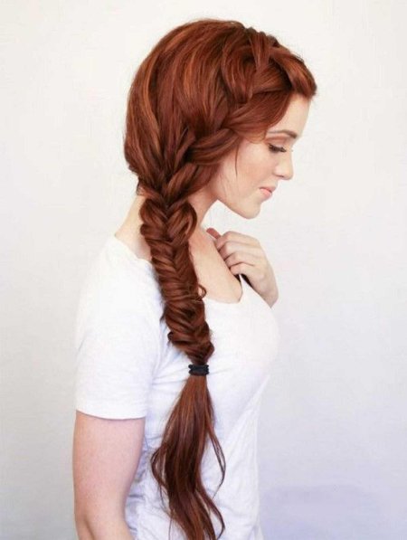 Коса рыбий хвост набок