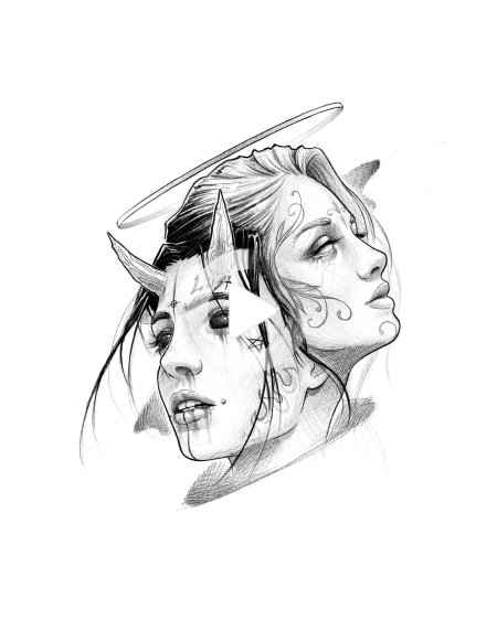 Тату эскизы девушки демоны