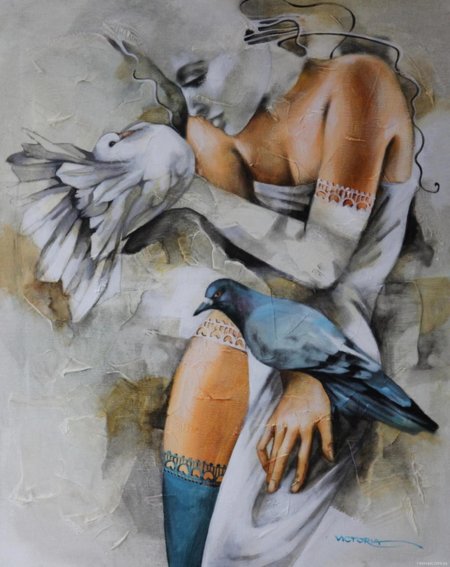 Художница victoria stoyanova женщина птица