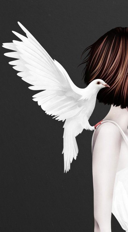 Девушка и белый голубь