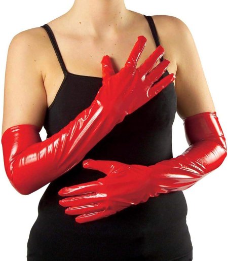 Перчатки длинные красные