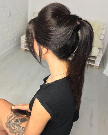 Хвост на длинные волосы прическа