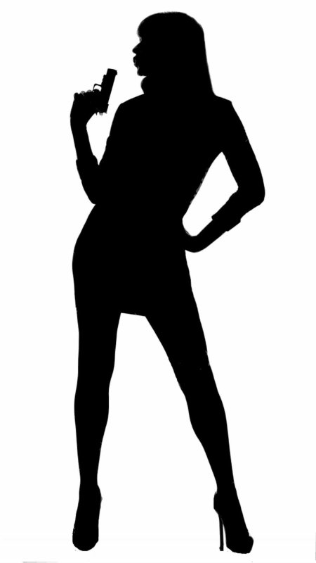 Девушка с пистолетом силуэт