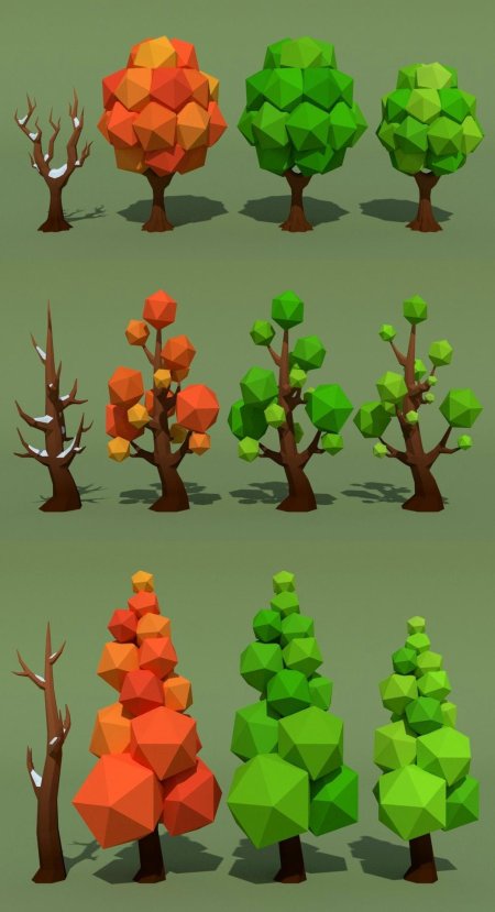 D деревья low poly